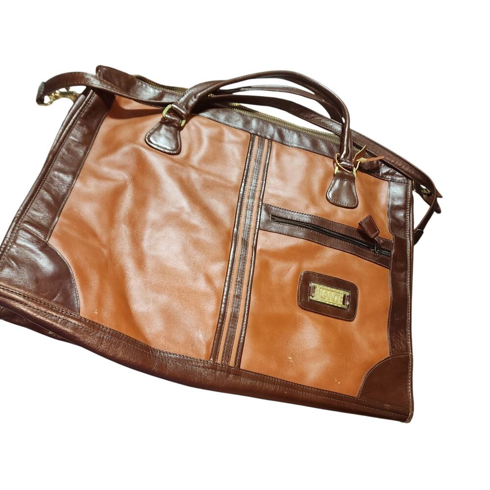 VINTAGE LAND LEATHER XL LEATHER 20" SATCHEL MESSENGER BRIEFCASE BAG